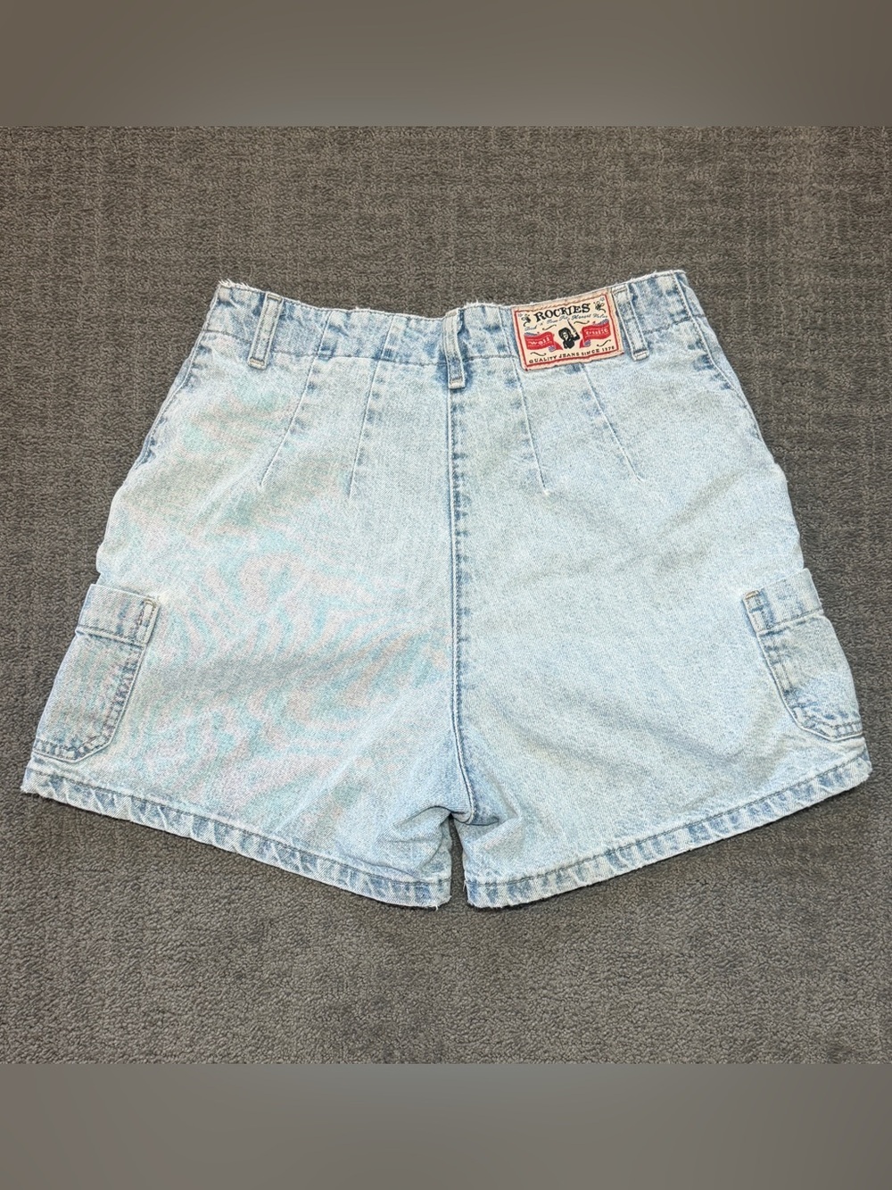 Vintage 90s Rockies High Waisted Denim Cargo Shorts Light Wash